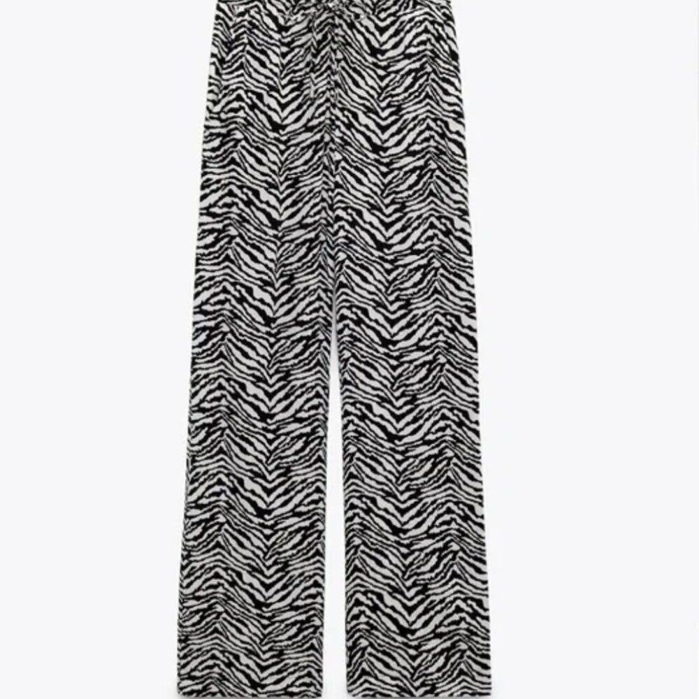 Zara Zebra Print linen pants Size xS